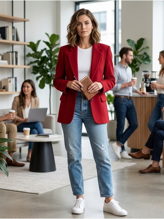 Lord & Taylor Jackets & Blazers - Lord & Taylor Red Wool Cashmere Blend Blazer Size 6 Single Button Structured